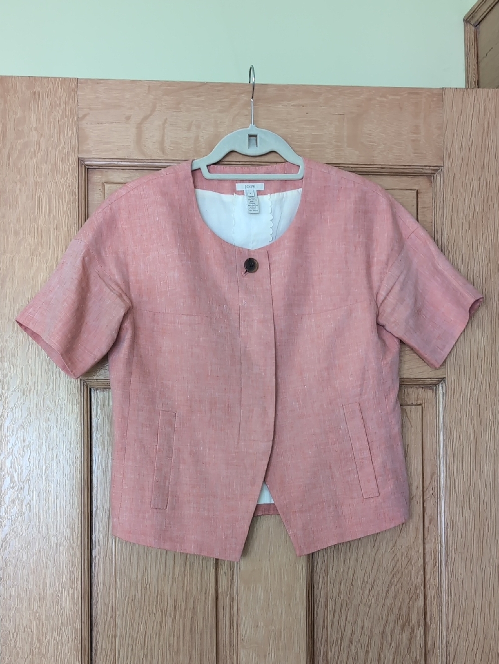 J. Crew Short Sleeve 100% Linen Salmon Pink Jacket